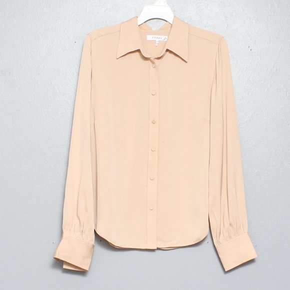 Frame Denim | Beige Silk Blouse, Sz M - Picture 1 of 8